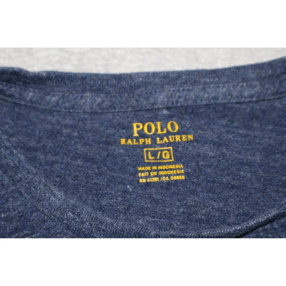 Polo Ralph Lauren T-Shirt Mens Large Short Length Blue Crew Cotton Heathered